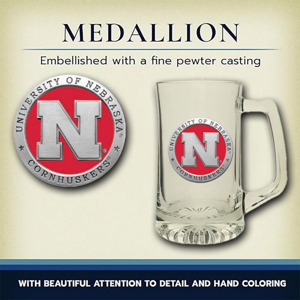 University of Nebraska Cornhuskers Super Beer Stein Glass