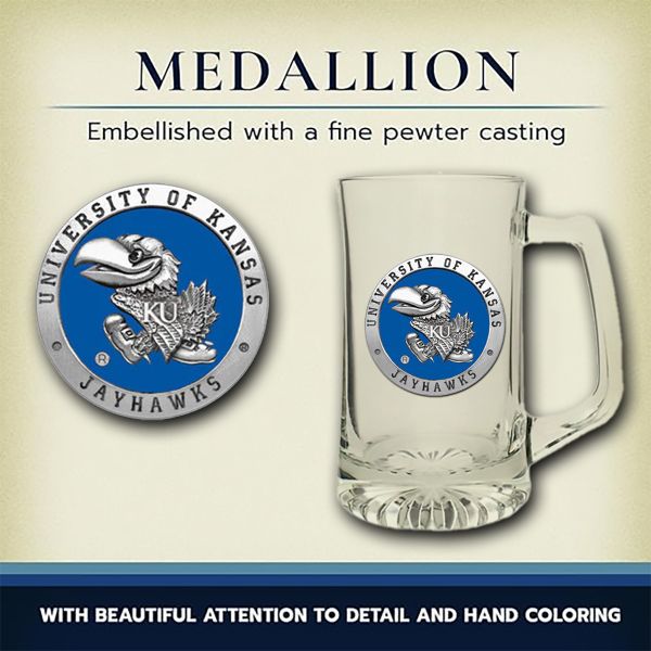 University of Kansas Jayhawks Super Beer Stein Glass