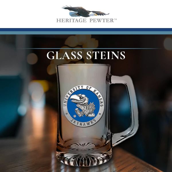 University of Kansas Jayhawks Super Beer Stein Glass