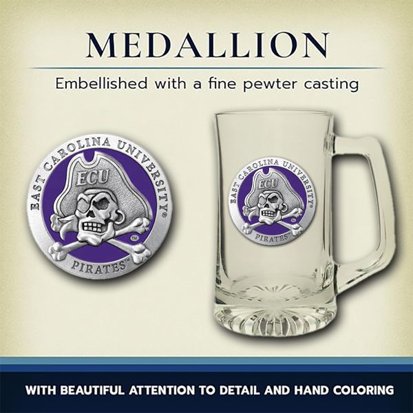 East Carolina University Pirates Super Beer Stein Glass