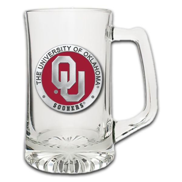 University of Oklahoma Sooners Super Beer Stein Glass