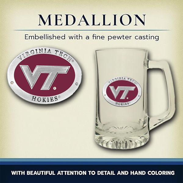 Virginia Tech VT Logo Super Beer Stein Glass
