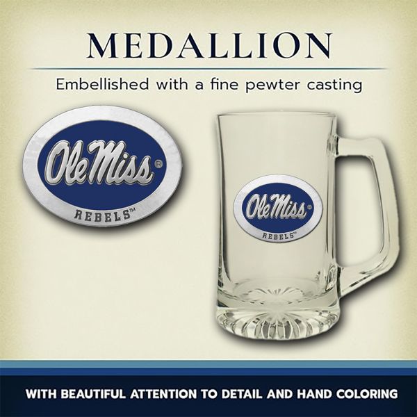 University of Mississippi - Ole Miss Blue Super Beer Stein Glass