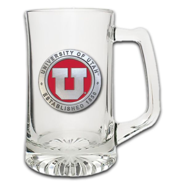 University of Utah Super Beer Stein Glass