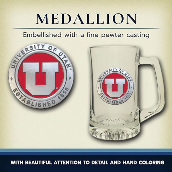 University of Utah Super Beer Stein Glass