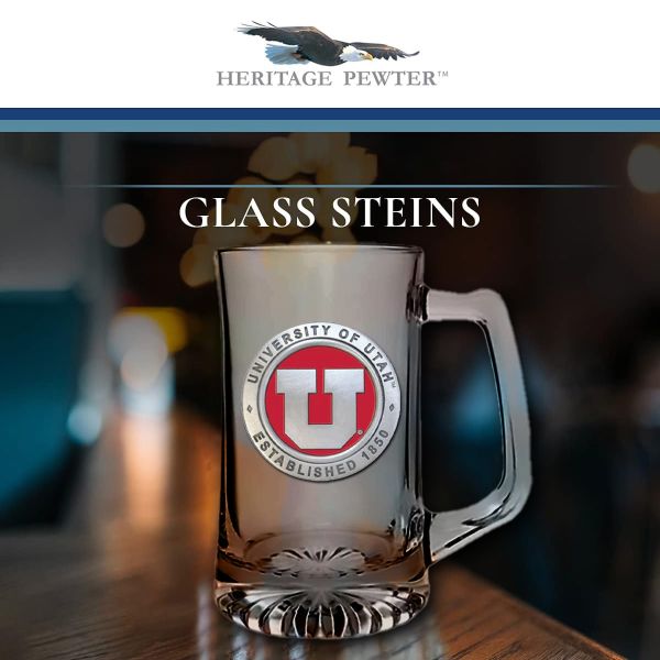 University of Utah Super Beer Stein Glass