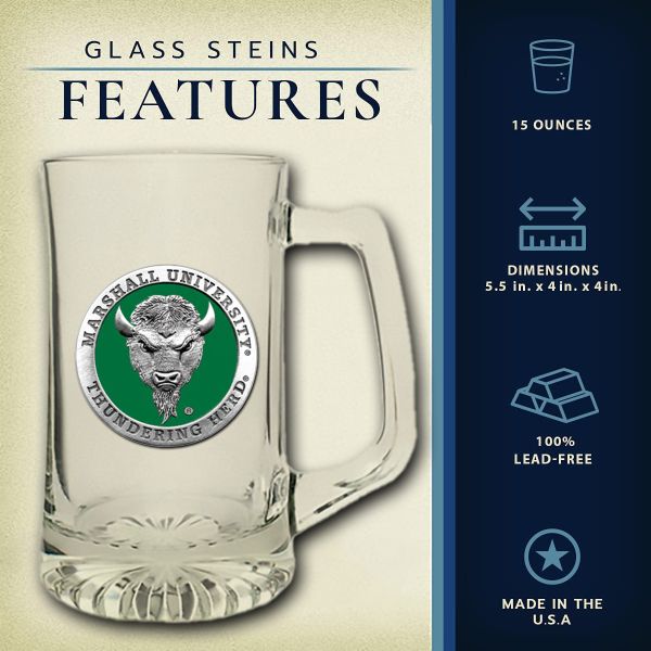 Marshall Thundering Herd Super Beer Stein Glass