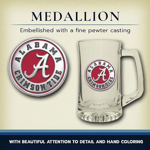 University of Alabama Crimson Super Beer Stein Glass