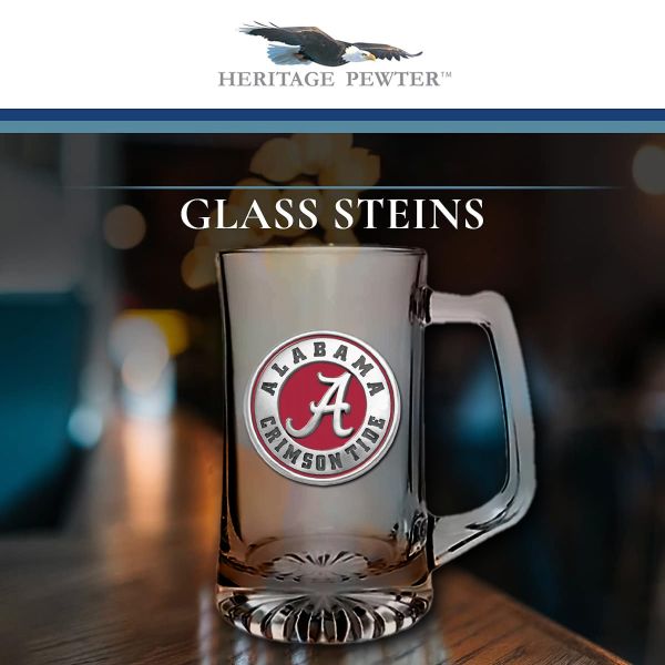 University of Alabama Crimson Super Beer Stein Glass