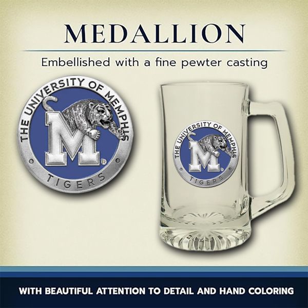 University of Memphis Tigers Super Beer Stein Glass