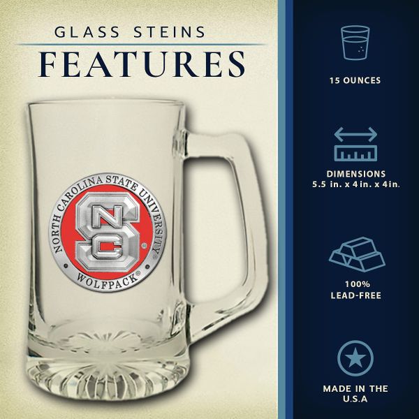 North Carolina State University Wolfpack Super Beer Stein Glass