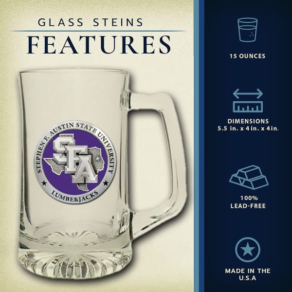Stephen Austin Lumberjacks Super Beer Stein Glass