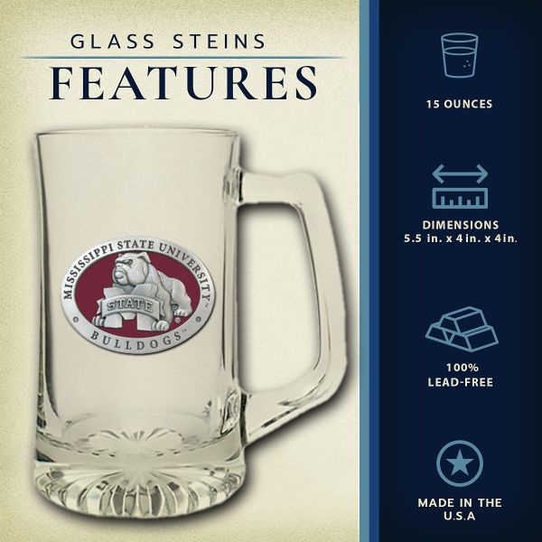 Mississippi State University Bulldogs Super Beer Stein Glass