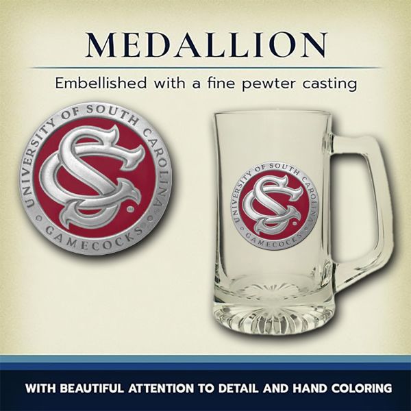 South Carolina Gamecocks SC Logo Super Beer Stein Glass
