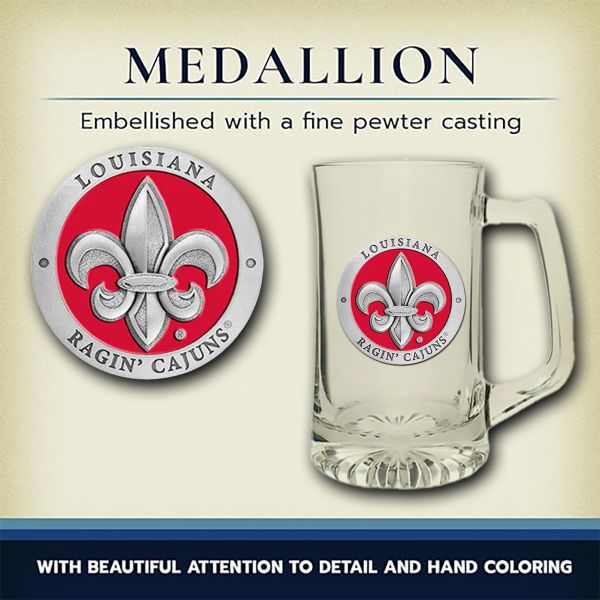 Louisiana Ragin' Cajuns Super Beer Stein Glass