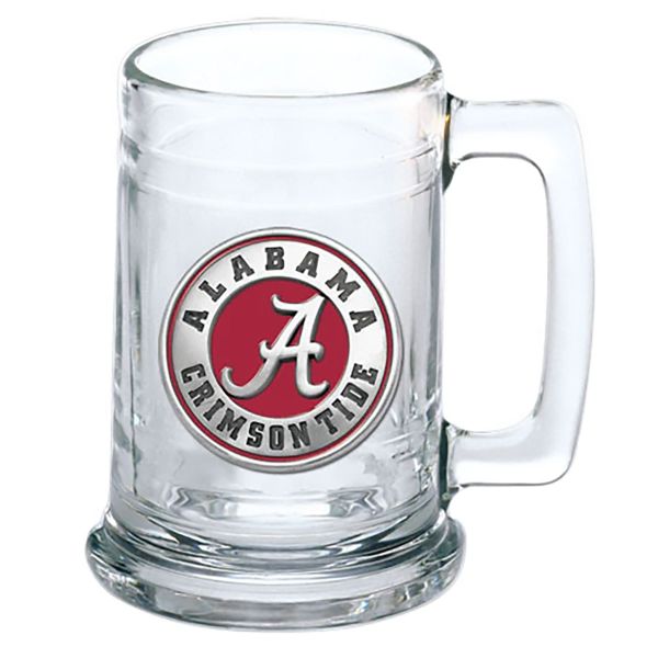 University of Alabama Crimson Beer Stein Glass 