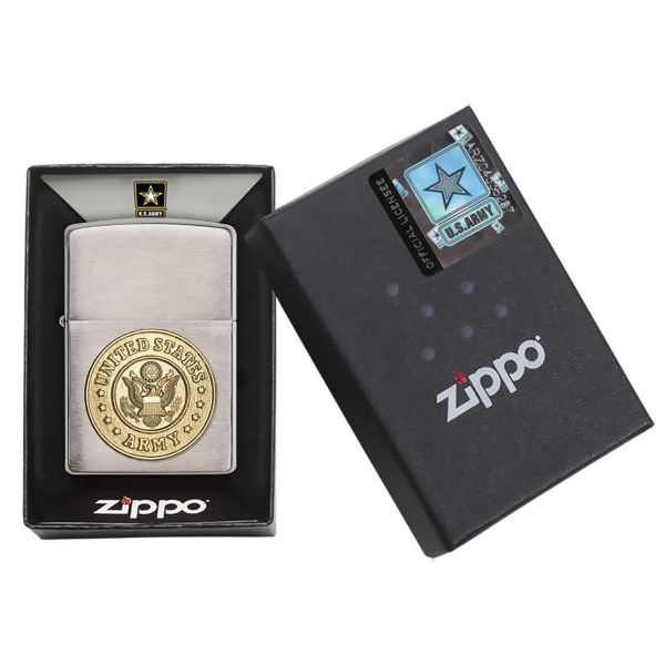 United States Army Emblem - Brushed Chrome Finish - Zippo Lighter