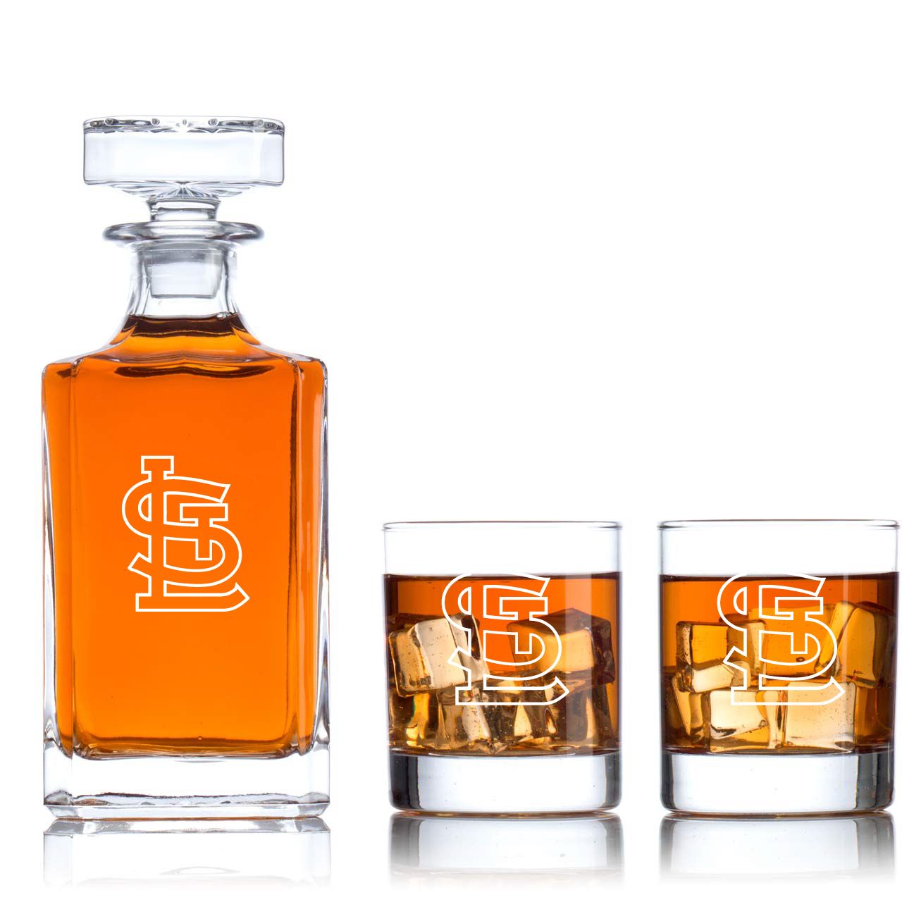Engraved St Louis Cardinals - Personalized Classic Decanter Set with Old Fashioned Whiskey ...